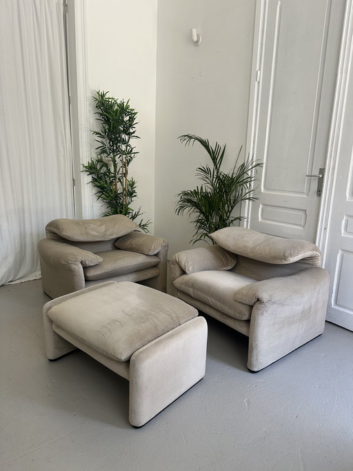 2 Fauteuils 1 Place Maralunga Plus Repose Pied