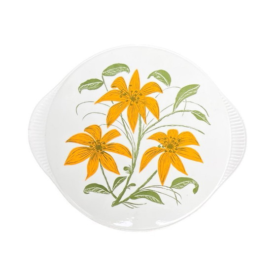 Image 1 of Plat à motifs floraux Edelkeramik Grünstadt, Allemagne des années 1960, style Mid-Century Modern