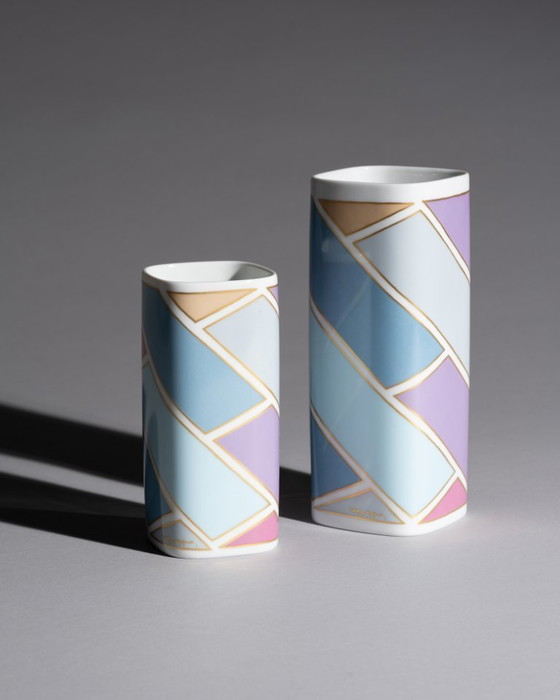 Image 1 of Vintage Chic Dorothy Hafner Rosenthal Vase Duo Germany 1980s Memphis Era Style