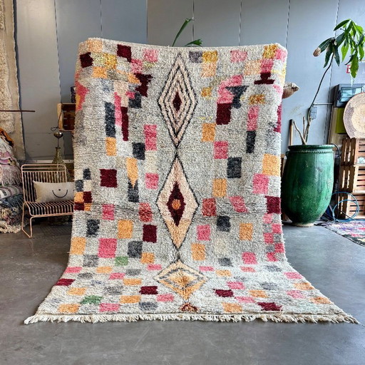 Handmade Moroccan Boujad Wool Rug 190x300 cm – Colorful Abstract Design 