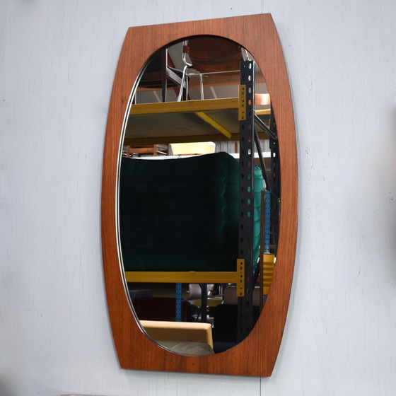 Italian Teak Wall Mirror, Mid-Century Modern Design, 1950s, Italy, Wood, Brown, Mid Century Modern (photo 2 of 7)