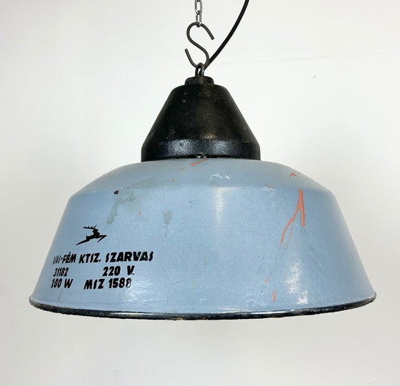 Image 1 of Lampada a sospensione in ghisa e smalto grigio industriale, anni '60
