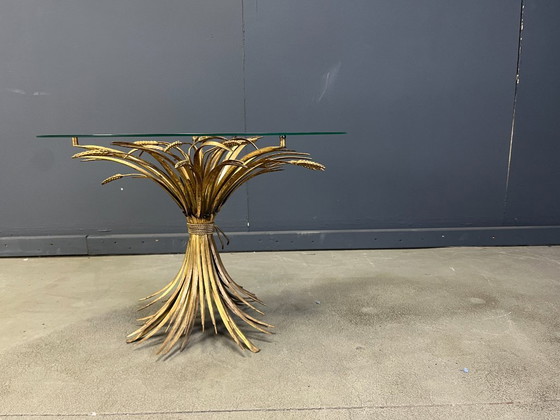 Image 1 of Vintage gilt metal sheaf of wheat coco chanel coffee table, 1960s