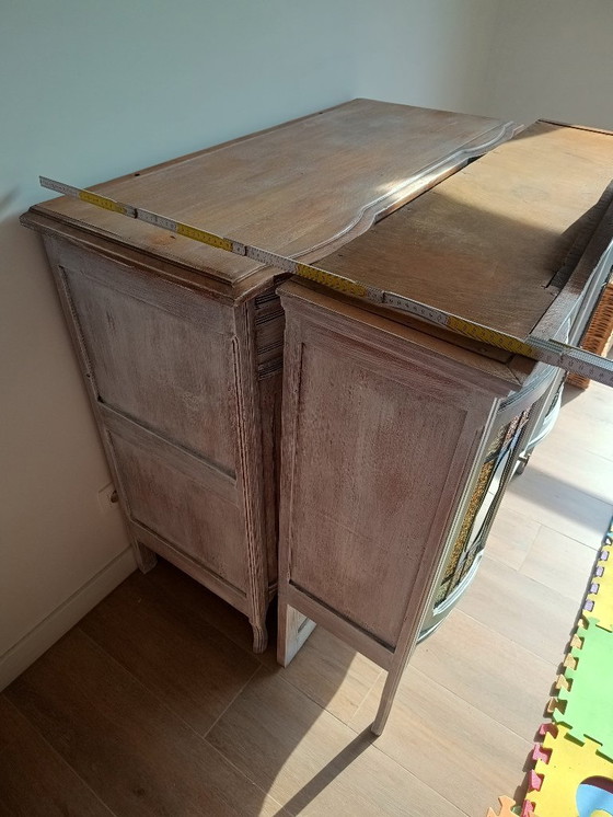 Image 1 of Antique sideboard with leaded glass and mirror