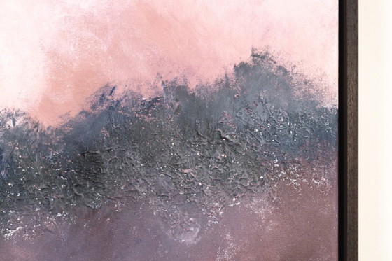 Large Original Framed Abstract Landscape Painting in Pink and Blue - A Doorway for Later (photo 4 of 19)