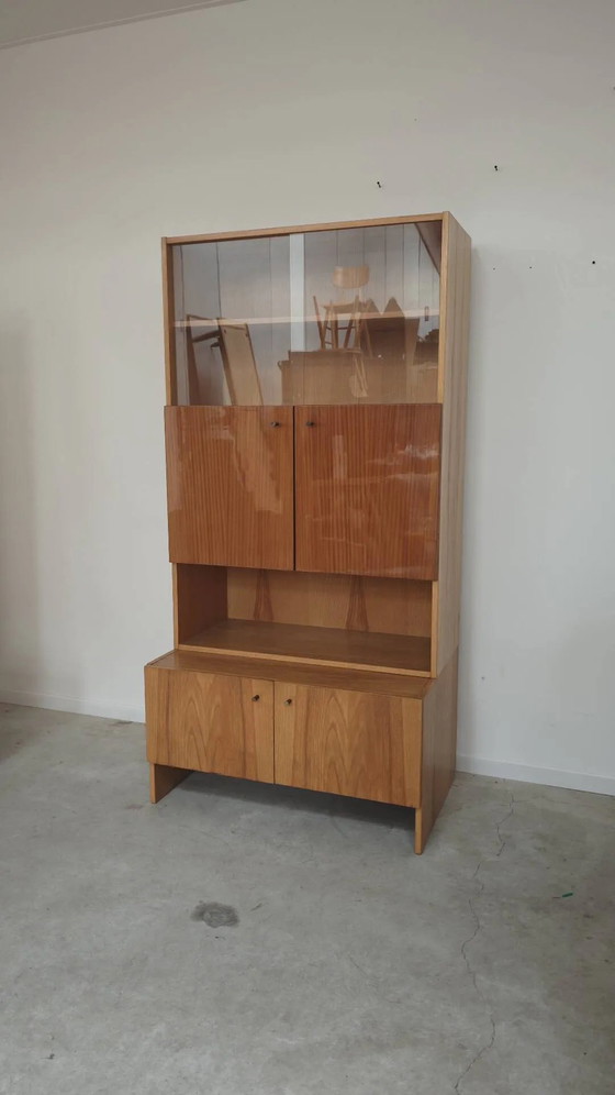 Buffet / Bibliothek OP-010 Drevotex Zamberk aus der Tschechoslowakei 1977 – Aufbewahrungsschrank, Wood, Glass (photo 2 of 19)