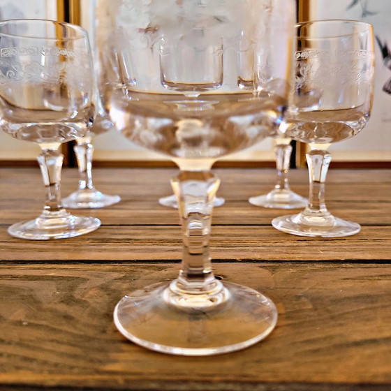 Image 1 of 6 Cristal d'Arques Matignon gegraveerde kristallen likeurglazen