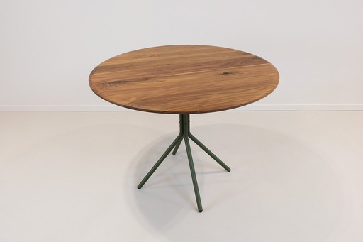 Bogaerts walnut table with green frame