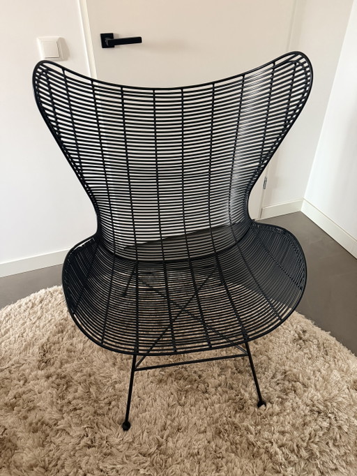 1x HKliving Rotan Egg Chair/ Fauteuil- Black – kuipstoelen, Metal