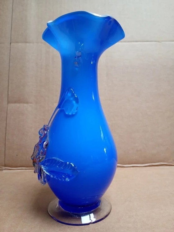 Image 1 of Vintage Murano Style Vase – Hand-blown Cobalt Blue Glass – 1970s