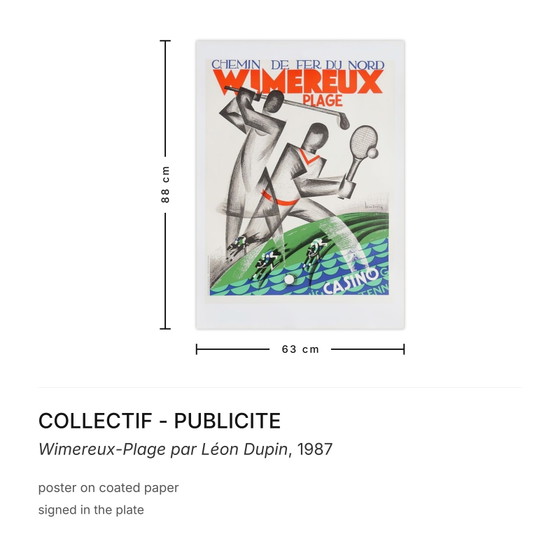 COLLECTIF - PUBLICITE Poster Wimereux-Plage Par Léon Dupin 1987 – Affiches, Paper (photo 3 of 5)