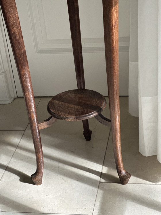 Jugendstil Art Deco Pflanzentisch Cabriole Beine, Holz, Braun (Foto 8 von 12)