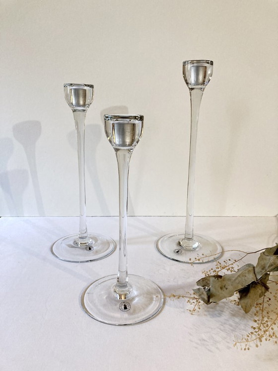 Image 1 of Trio di candelieri in vetro, Ikea, Blomster, 1999