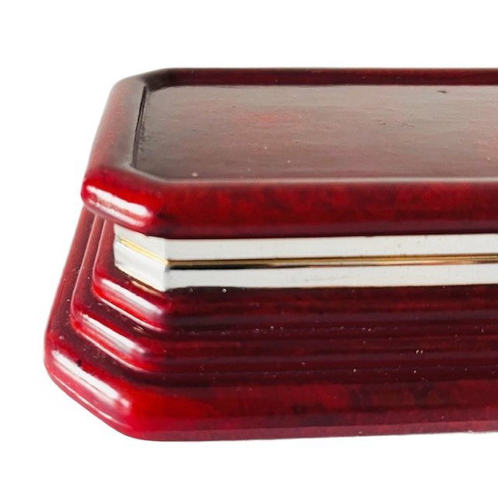 Image 1 of Scatola vintage in pelle fiorentina di metà secolo, in pelle rossa, design di Firenze, anni '60
