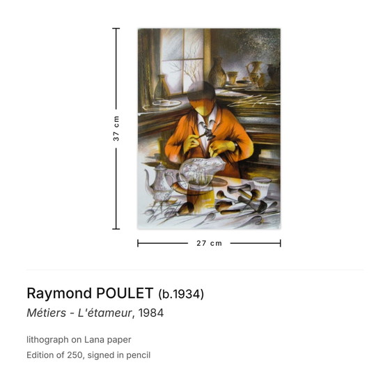 Image 1 of Raymond POULET Trades - De Blikslager Gesigneerde lithografie 1984