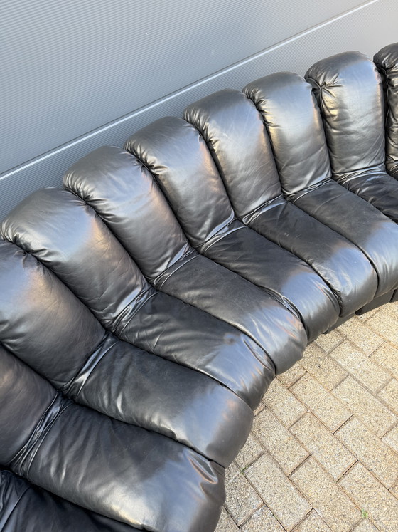 Image 1 of De Sede DS600 Snake Tatzelwurm 13-piece set in black leather in top condition!