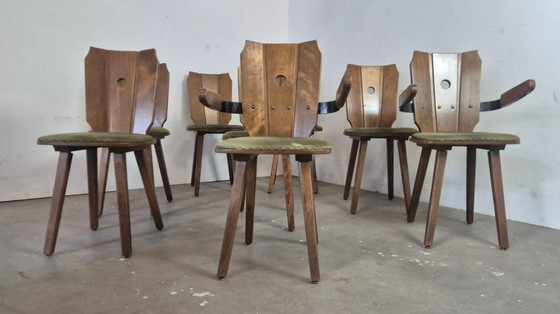 Image 1 of Brutalist eiken eetkamerstoelen