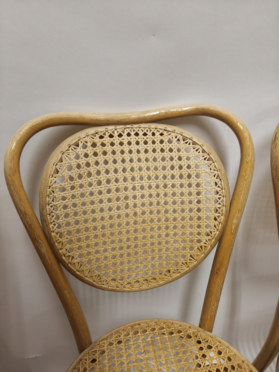Set Van 4 Vintage Thonet Caféstoelen – ZPM Radomsko – Eetkamerstoelen, Rattan, Wood (photo 6 of 8)