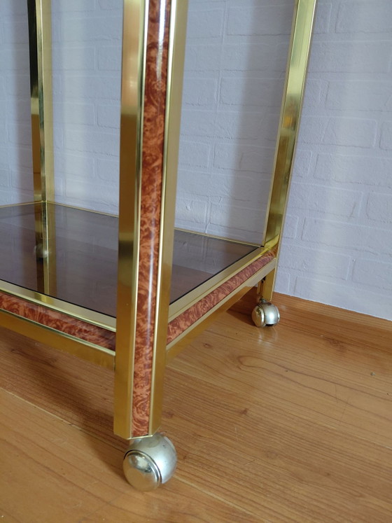 Carrello vintage anni '70, Carrelli bar, Vetro, Metallo, Marrone (foto 4 di 5)