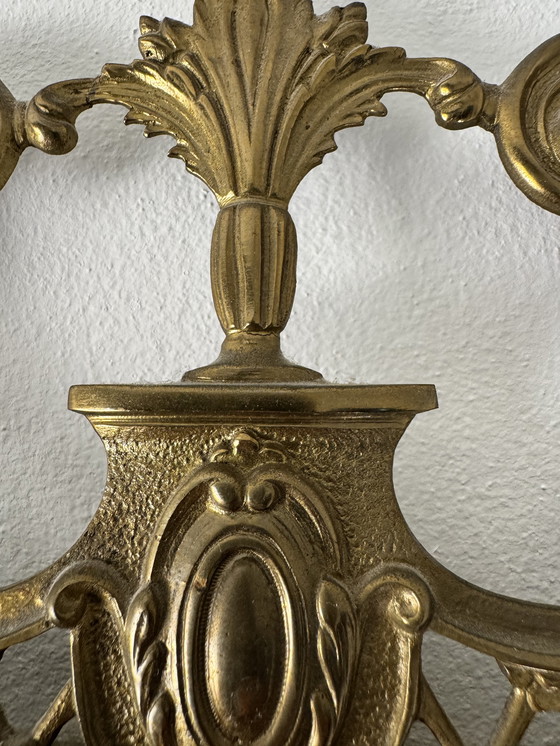 Image 1 of Chic Wall Console With Mirror - Marble & Brass Ornaments