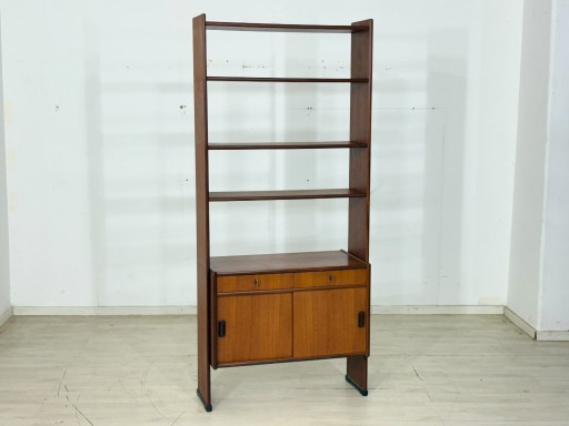 Système d'étagères en teck style années 50 / Bibliothèque en teck / Étagère haute années 60 / Étagère murale vintage / Étagère e