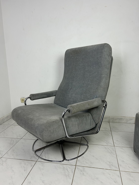 Image 1 of Fauteuil pivotant vintage Gelderland avec ottoman par Jan des Bouvrie