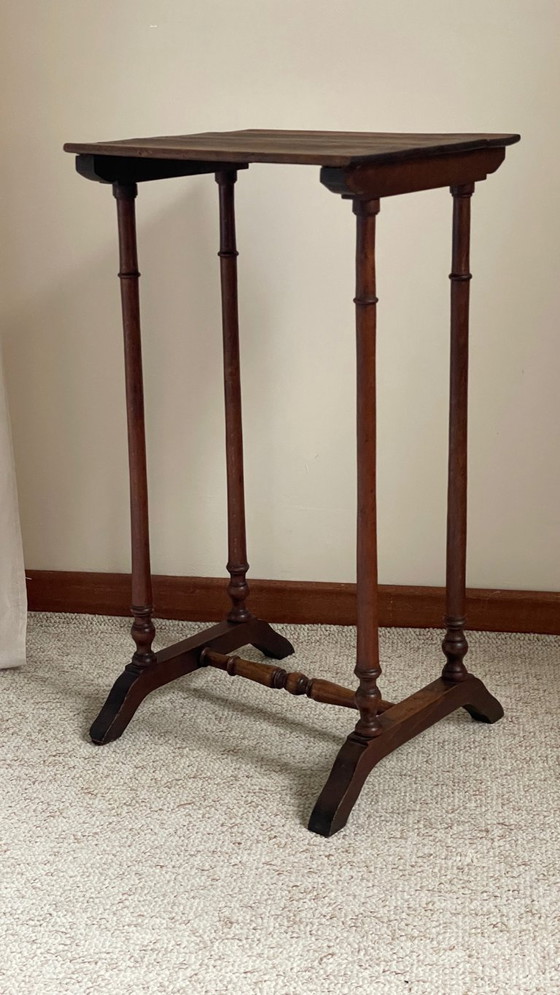 Image 1 of Antique Turned Wood Bedside Table