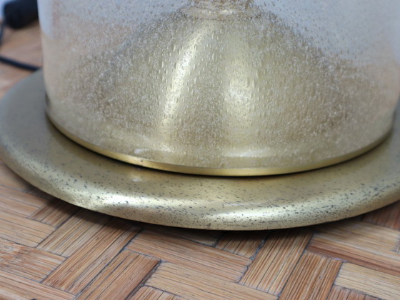 Image 1 of Paar La Murrina koepellampen uit de jaren 70, pulegoso glas en verguld messing