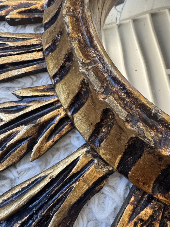 Image 1 of Antique Gold Sunburst Convex Mirror