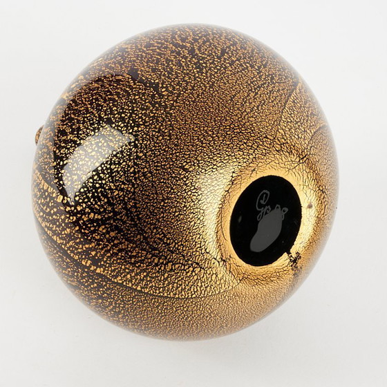 Image 1 of Raro vaso in vetro vintage, nero/oro