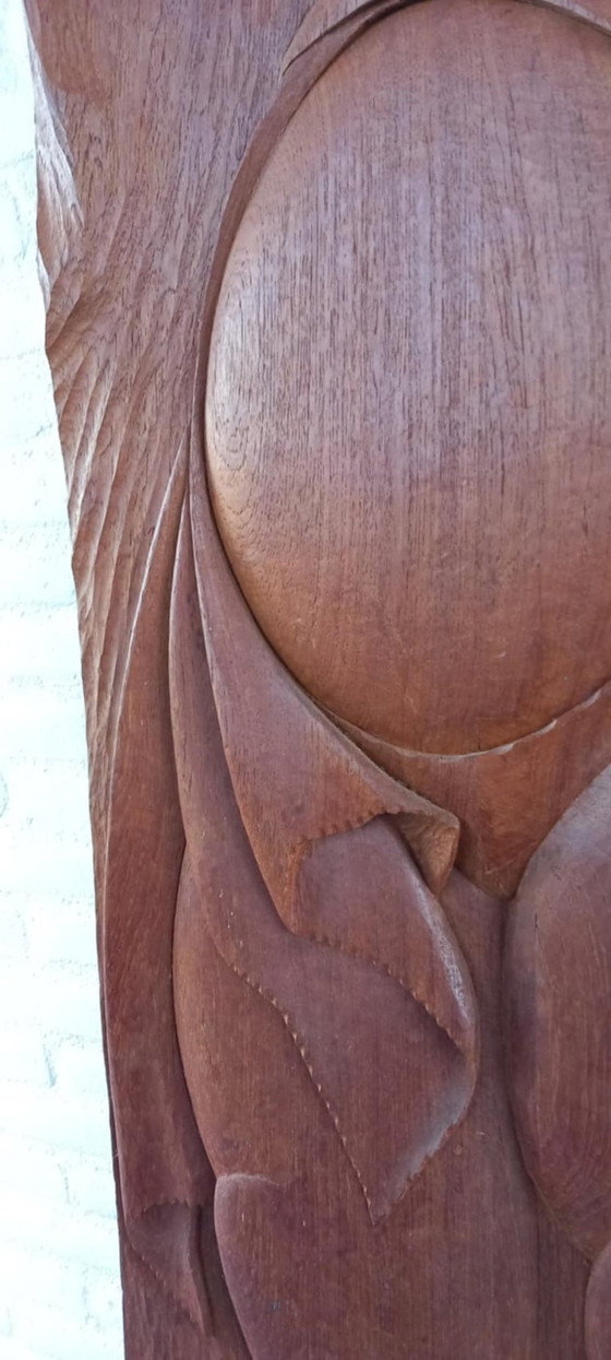Image 1 of Sculpture unique en bois de teck réalisée par l'artiste John Beemsterboer