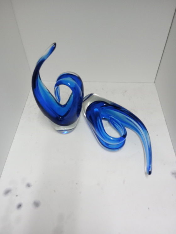 Image 1 of Murano glass midcentury pair of vases/pique fleur