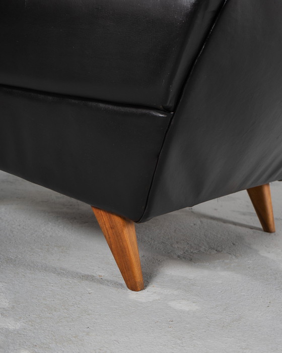 Image 1 of Danish Armchair Made Of Teak And Black Leather