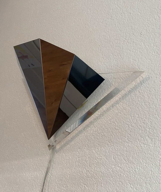 Image 1 of Set vintage di grandi luci da parete cromate anni '80