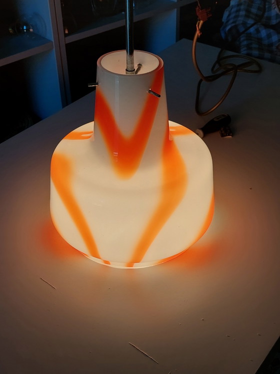 Image 1 of Lampada a sospensione arancione Murano anni '70