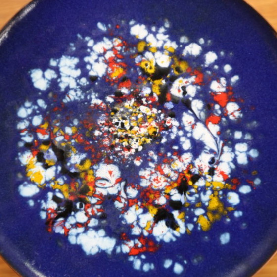 Image 1 of ❤️Cultural furniture enamel platform plate on tulip base GDR Midcentury