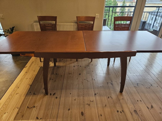 Image 1 of Calligaris Vario eettafel met 6 Calligaris Marta stoelen – kersenhout