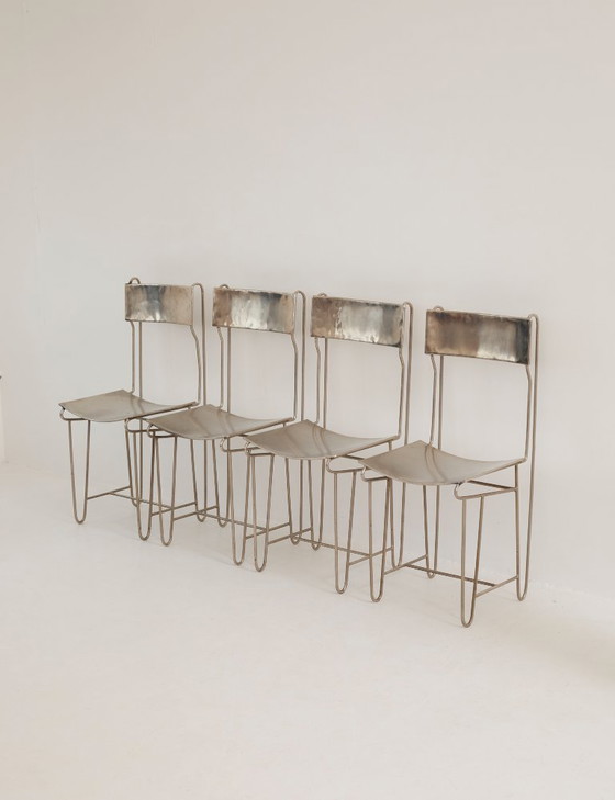 Image 1 of Conjunto de 4 sillas de artista de metal cromado, circa 1960/70