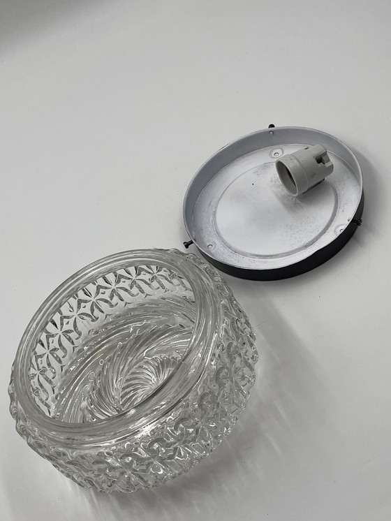 Image 1 of Round Glass Ceiling Light with Relief
