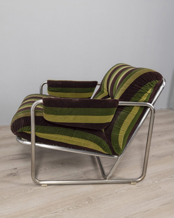 Image 1 of Pair of vintage 70s velvet armchairs designed by G. Faleschini for Mariani