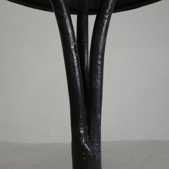Image 1 of Bistro table with cast iron legs and round steel top, 1930s