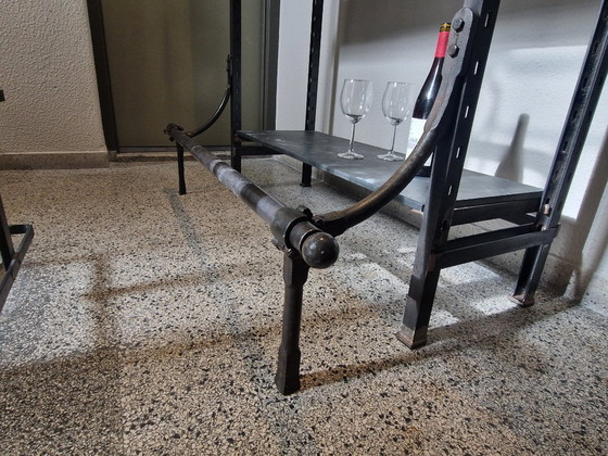 Image 1 of 2 pieces vintage, art deco heavy shelving units with slate shelves