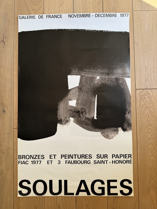 Pierre Soulages - Bronzes et Peintures, 1977 vintage poster exhibit céramique