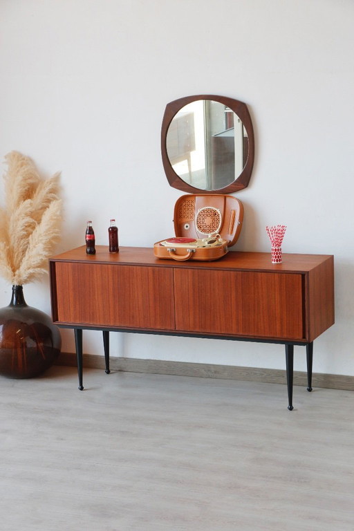Mueble de vinilo vintage con tablero de mesa en teca (años 60)