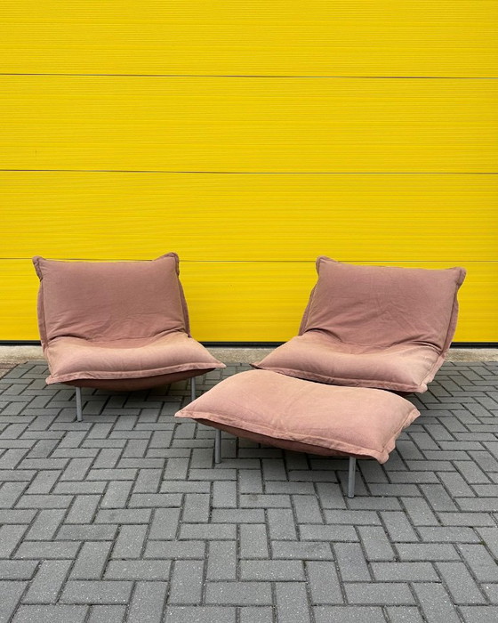 Ligne Roset Calin set lounge poltrona due posti pouf anni '90 – Divani modulari, Tessile (photo 14 of 18)