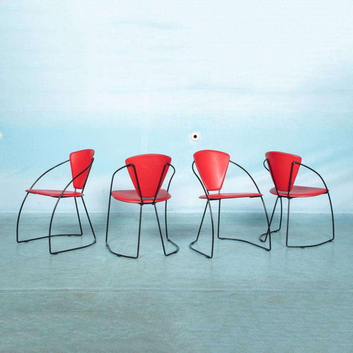 Memphis Italiaanse design eetkamerstoelen 80s minimalist dining chairs