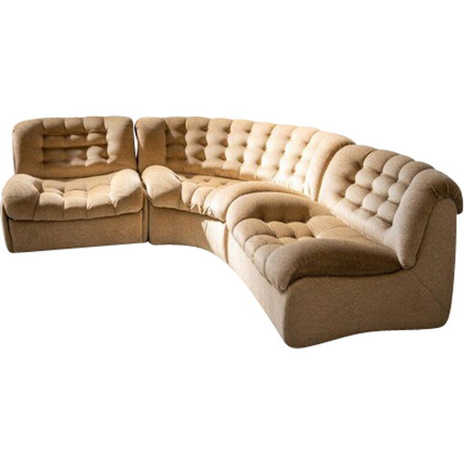 Vintage semi-circular sectional living room set by F.lli Carloni, 1970s