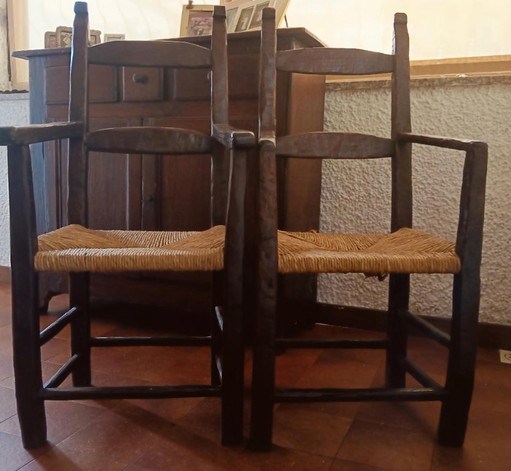 Paire de Chaises Style Dauphiné - Achetées chez Suzuki Milano en Bois Massif avec Assemblages à Tenon et Mortaise