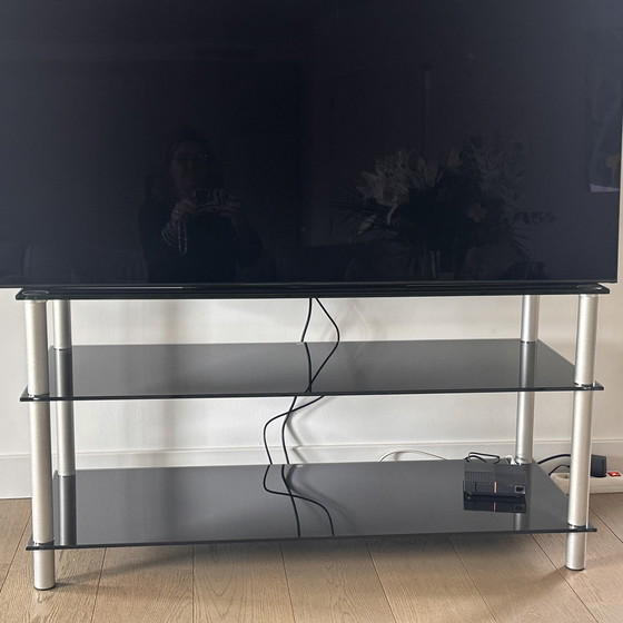 Image 1 of Black glass TV table