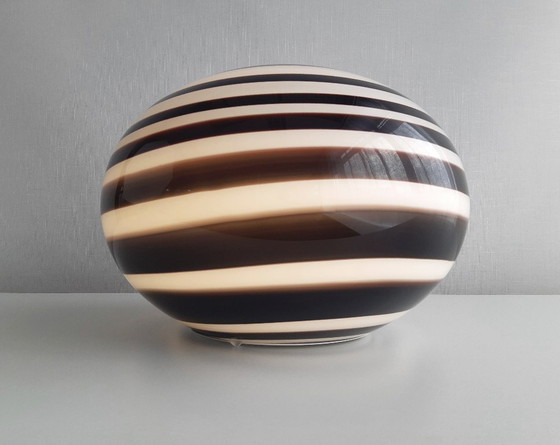 Image 1 of Large ILU di Vetro glass table lamp / floor lamp, model Zebra black and white glass, Italian glass Dutch design